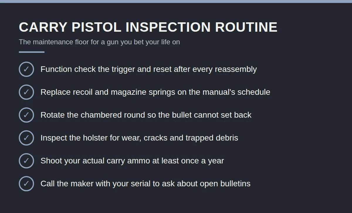 Summary card: Carry Pistol Inspection Routine