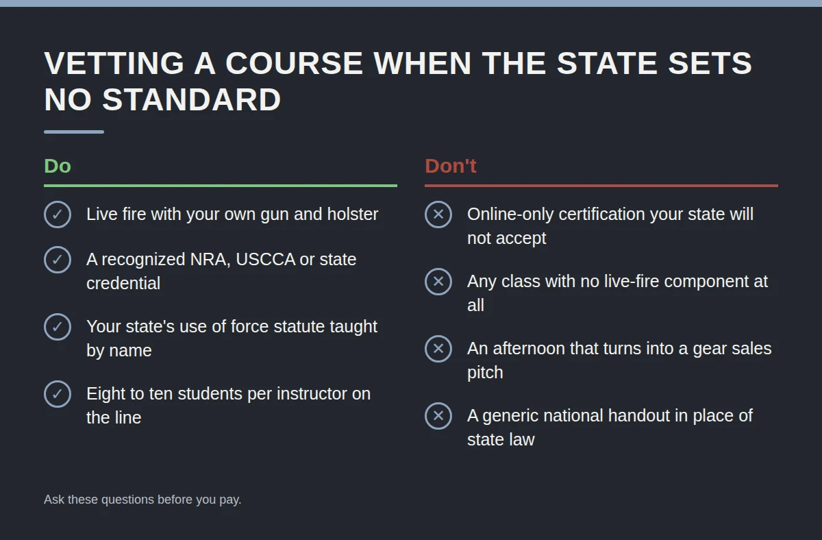 Summary card: Vetting a Course When the State Sets No Standard